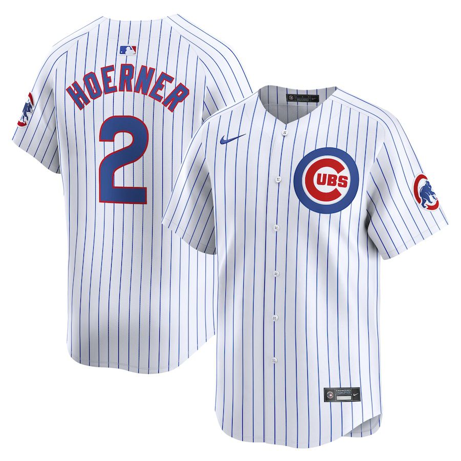 Men Chicago Cubs #2 Nico Hoerner Nike White Home Limited Player MLB Jersey